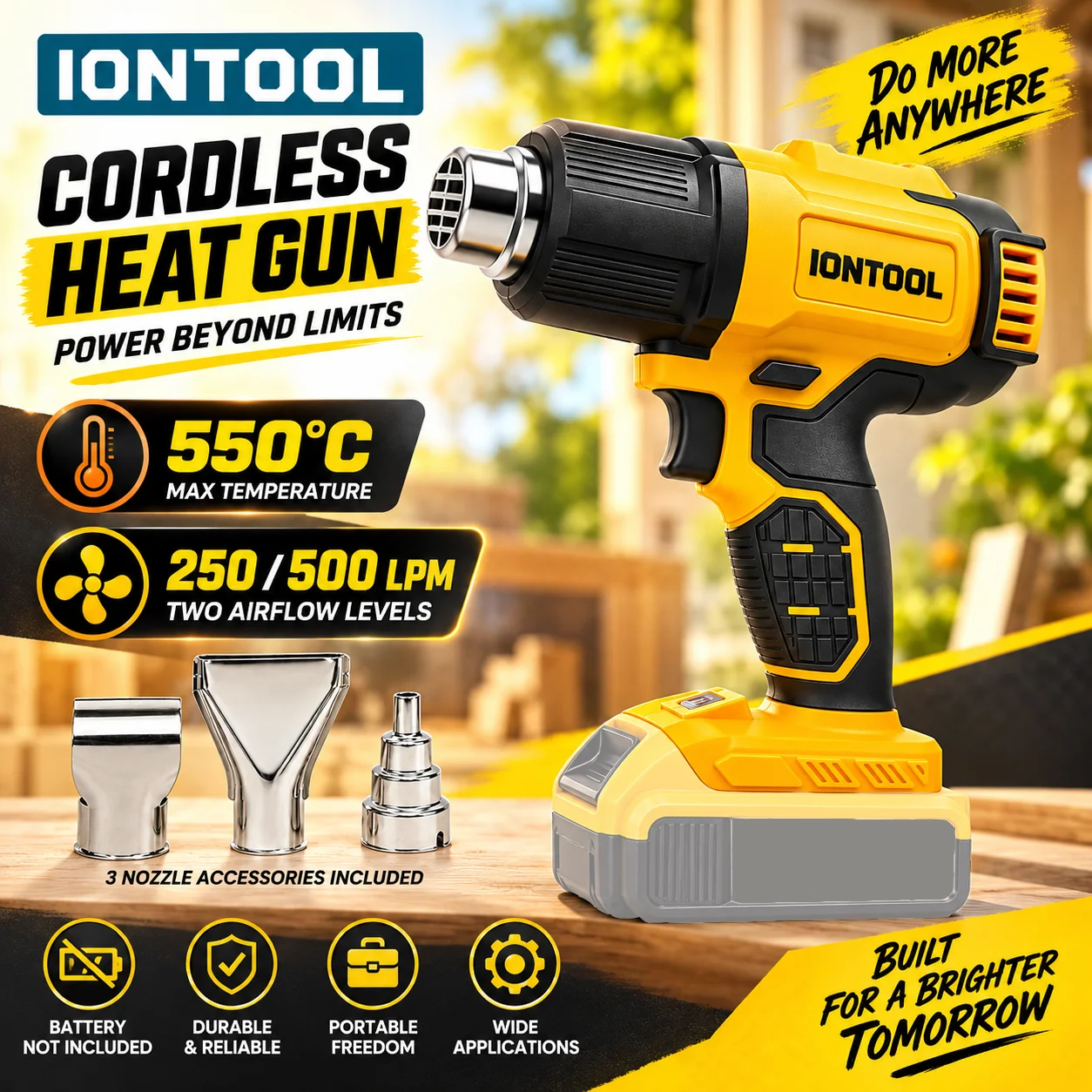 Cordless Heat Gun For Shrink Tubing - Pistola de calor inalámbrica IONTOOL 550