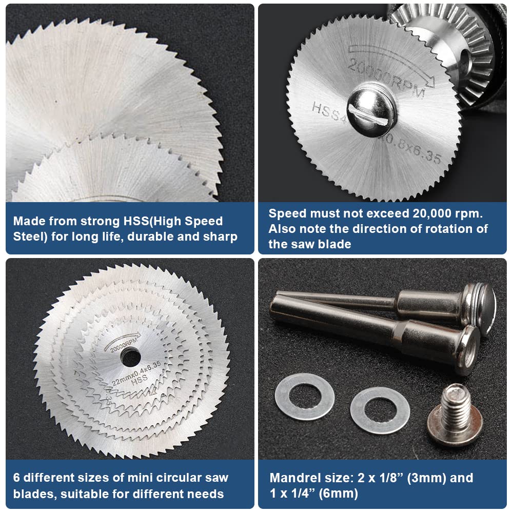 Juego de 6 Discos de Corte HSS - Cordless Rotary Tool Kit Accessories reseña y precio