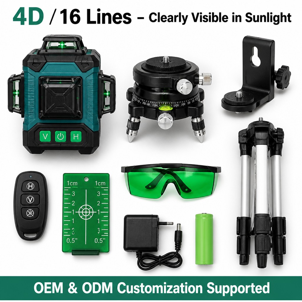 Nivel láser verde de 16 líneas - Laser Level 16 Lines 4D Green reseña y precio