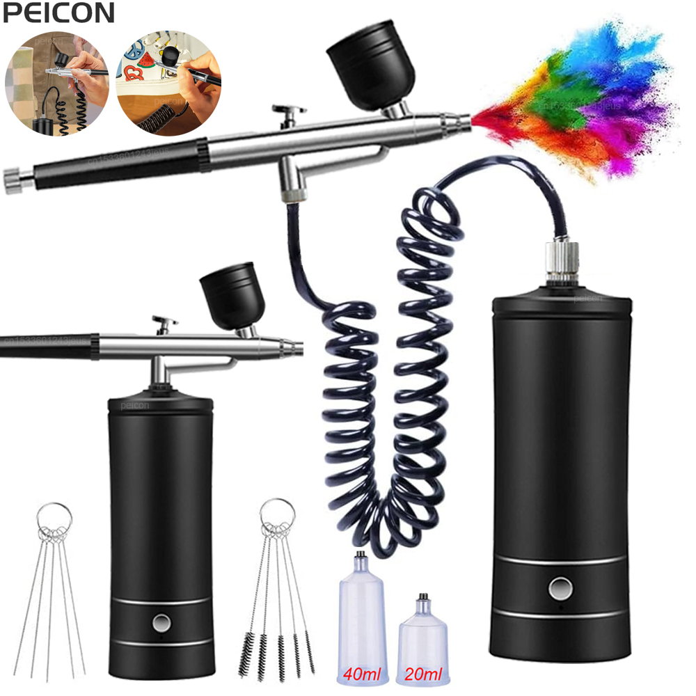 Aerógrafo con compresor, aeróg - Airbrush Kit With Mini Compressor reseña y precio